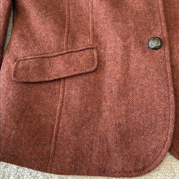 Talbots NWOT Women’s Classic Shetland Wool Blazer Rust Bi-Colour Herringbone 14P - Picture 5 of 15